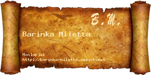 Barinka Miletta névjegykártya